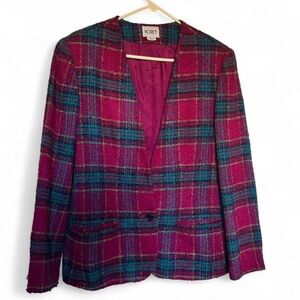 Koret Vintage Pink and Green Plaid Blazer